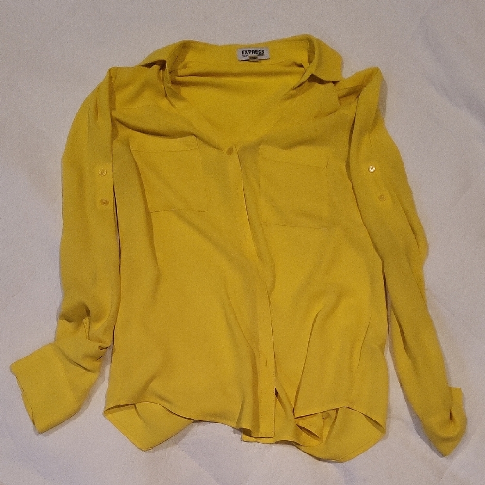 Express Sunny Yellow Button-Down Shirt
